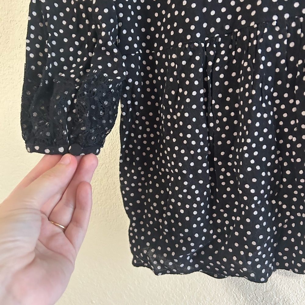 Boden Cynthia Polka Dot Lace Blouse Black White Size 4 Women's 3/4 Sleeve Formal - Picture 4 of 9